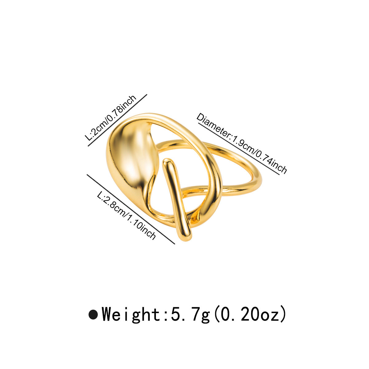 Wholesale Multi-Layered Line Ring Personalized Heavy Copper Cross-Wrapped Open Ring