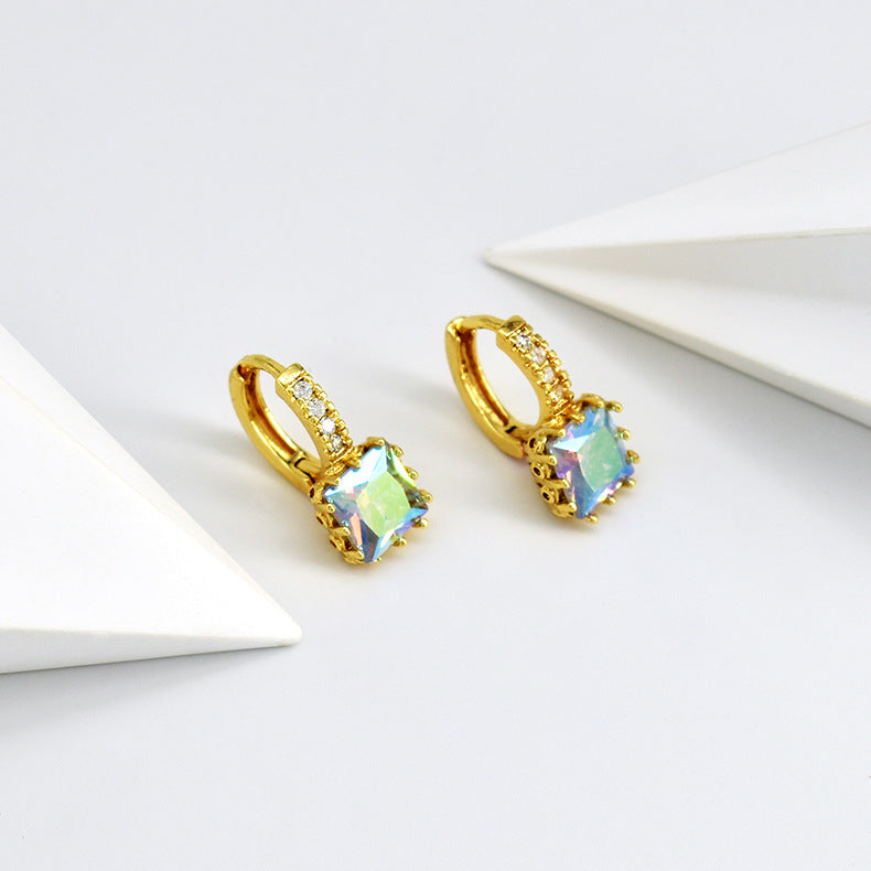 Wholesale Copper Square Zircon Earrings