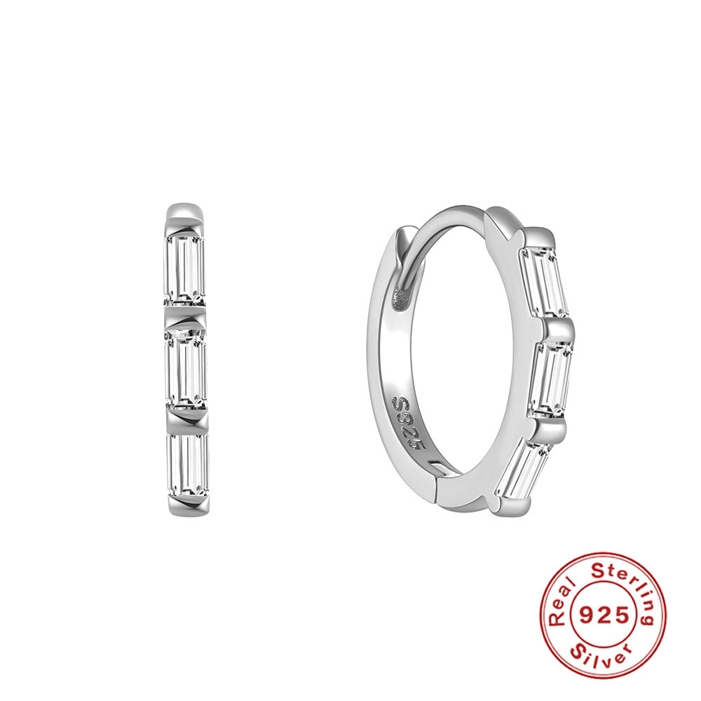 Wholesale S925 sterling silver curved wave two-tone diamond earrings