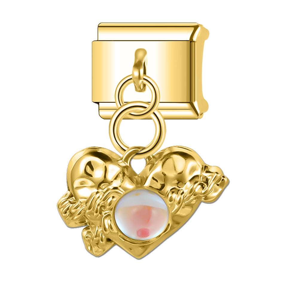 Wholesale Italian Charm Bracelet 9mm DIY Splicing Diamond Splicing Stainless Steel Composable Bracelet