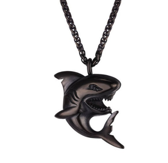 Wholesale Dark Style Alloy Shark Pendant Necklace