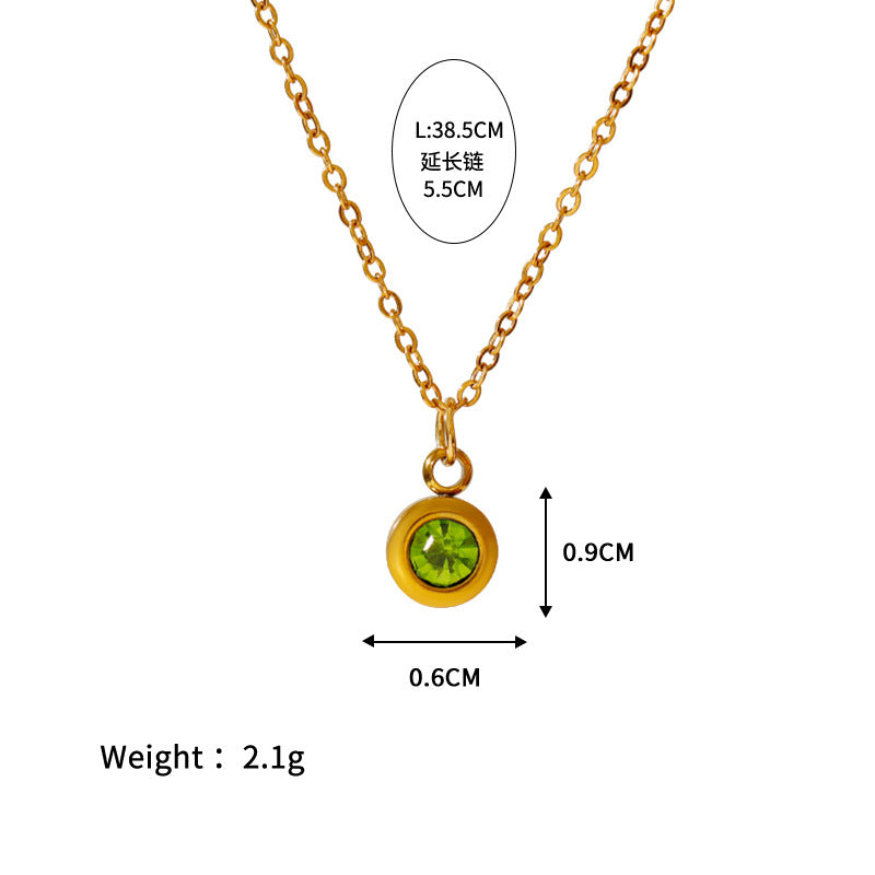 Wholesale Stainless steel December birthday stone color zircon pendant necklace