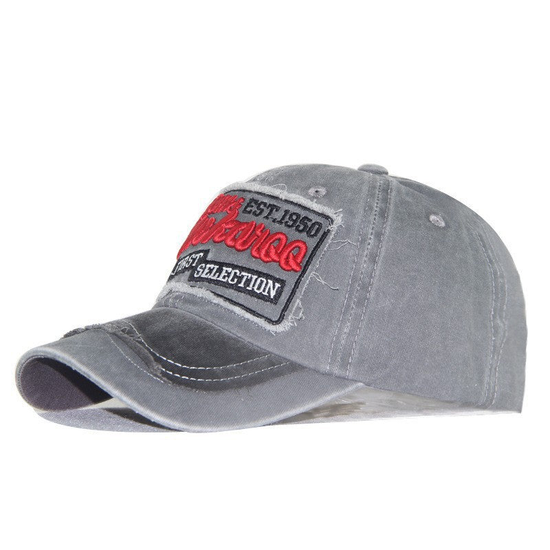 Wholesale Distressed Washed Denim Baseball Cap With Letter Patch Adjustable Unisex Hat Trendy Fashion Accessory For Boutique Resale