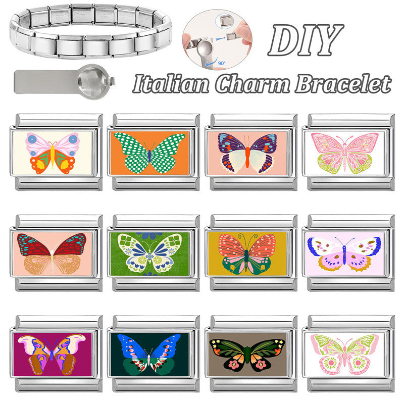 Wholesale Stainless Steel Electroplated Butterfly Modular Bracelet,  Trendy DIY Fashion Accessory for Everyday Wear