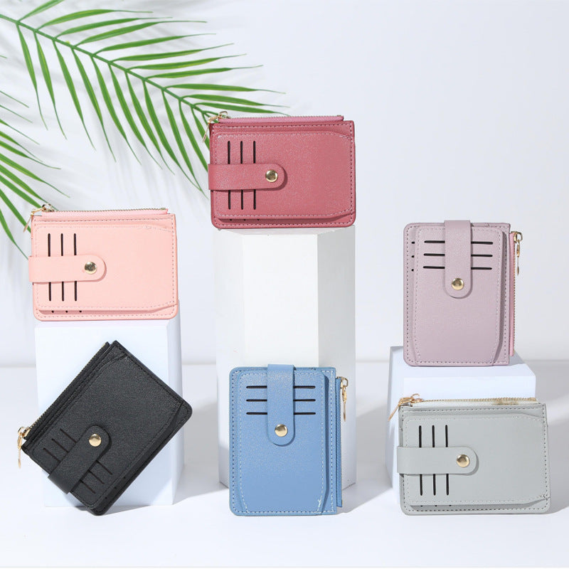 Wholesale PU Zipper Multi Slot Card Wallet Candy Color Everyday Fashion Accessory
