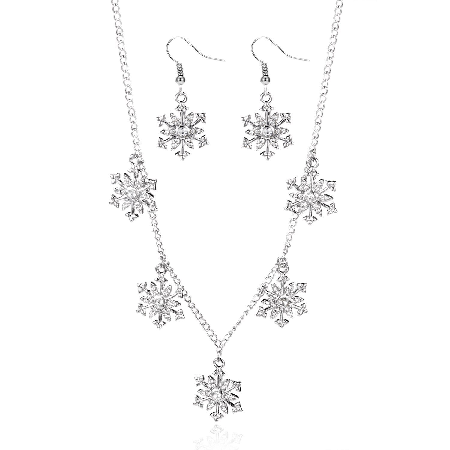 Wholesale Christmas Snowflake Pearl Winter Christmas Snowflake Necklace Earring Set