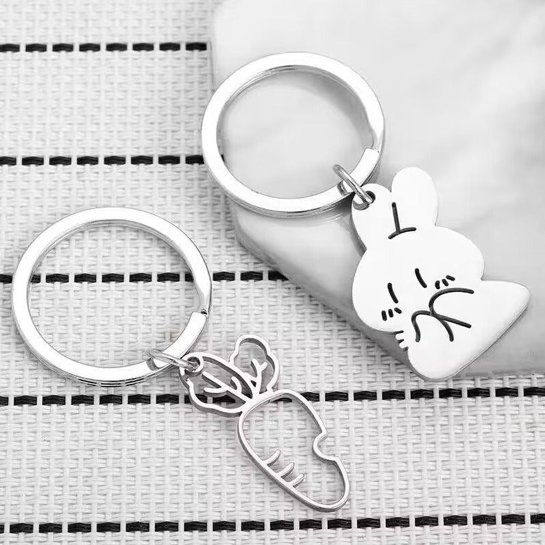Wholesale rabbit carrot titanium steel pendant keychain