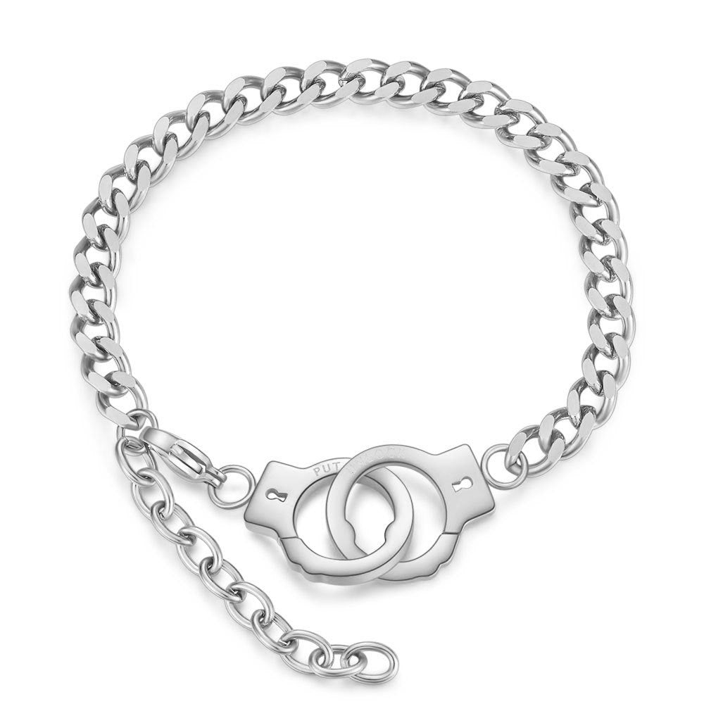 Wholesale Handcuffs Interlocking Couple Bracelet Titanium Steel Necklace ACC-NE-ZhongJi002