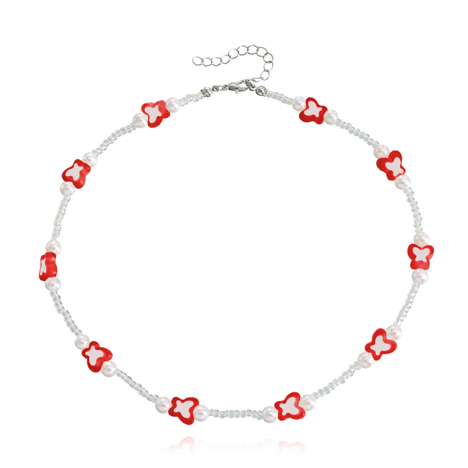 Wholesale Mini Color Butterfly Clear-cut Rice Bead  Necklaces