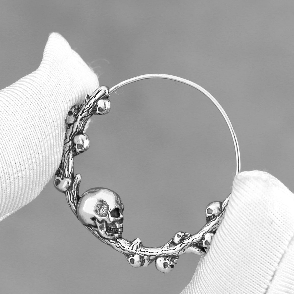 Wholesale Stainless Steel Skull Hoop Earrings