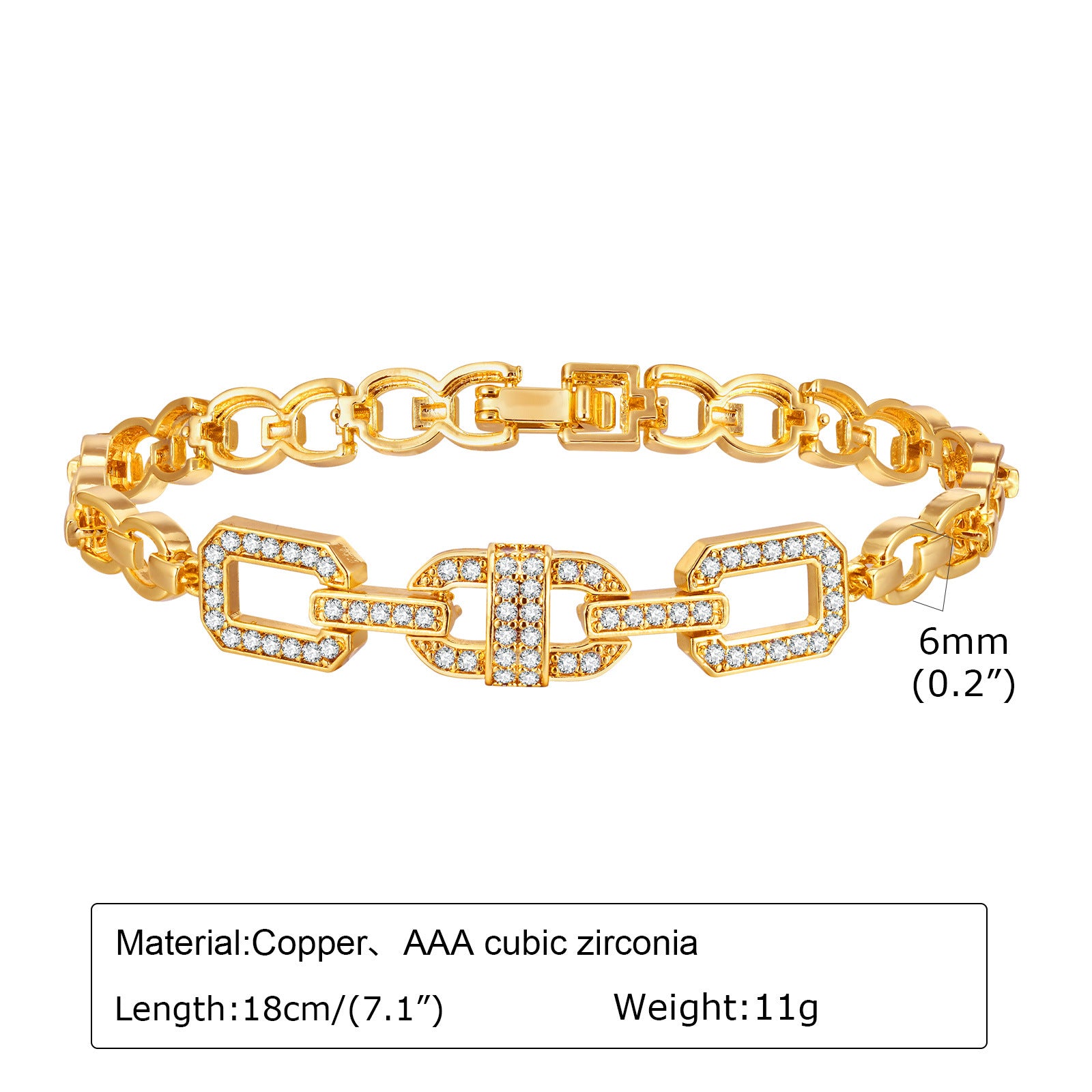 Wholesale Copper Zircon Leaf Infinity Heart Shape Gold Bracelet ACC-BT-HuaLanXin002