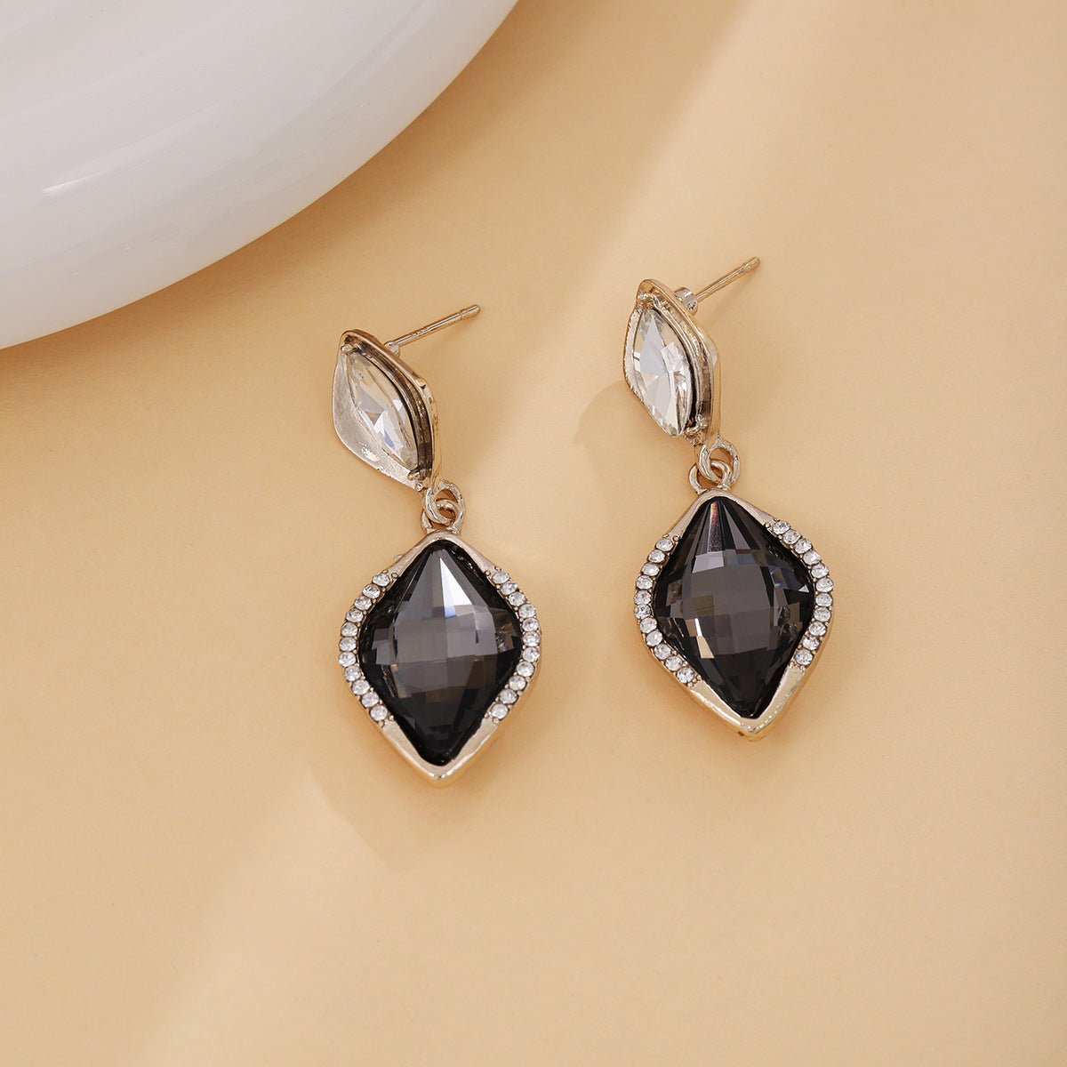 Wholesale Square Zinc Alloy Earrings with Diamond Water Drop Earrings ACC-ES-MDD021