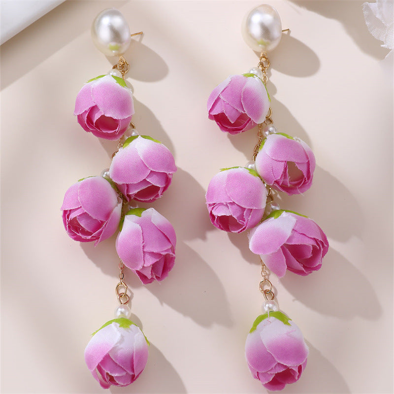 Wholesale  Long Elegant Fashion  Flower Earrings