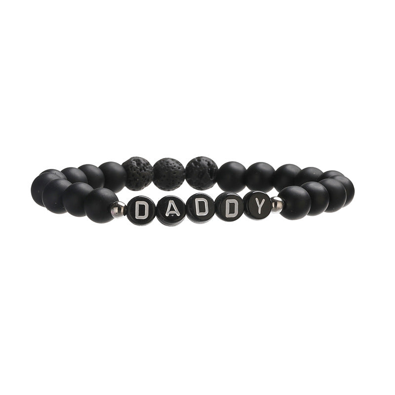 Wholesale European Style 8Mm Natural Stone DAD Letter Beaded Bracelet Father S Day Gift Elastic Cord Jewelry Accessory