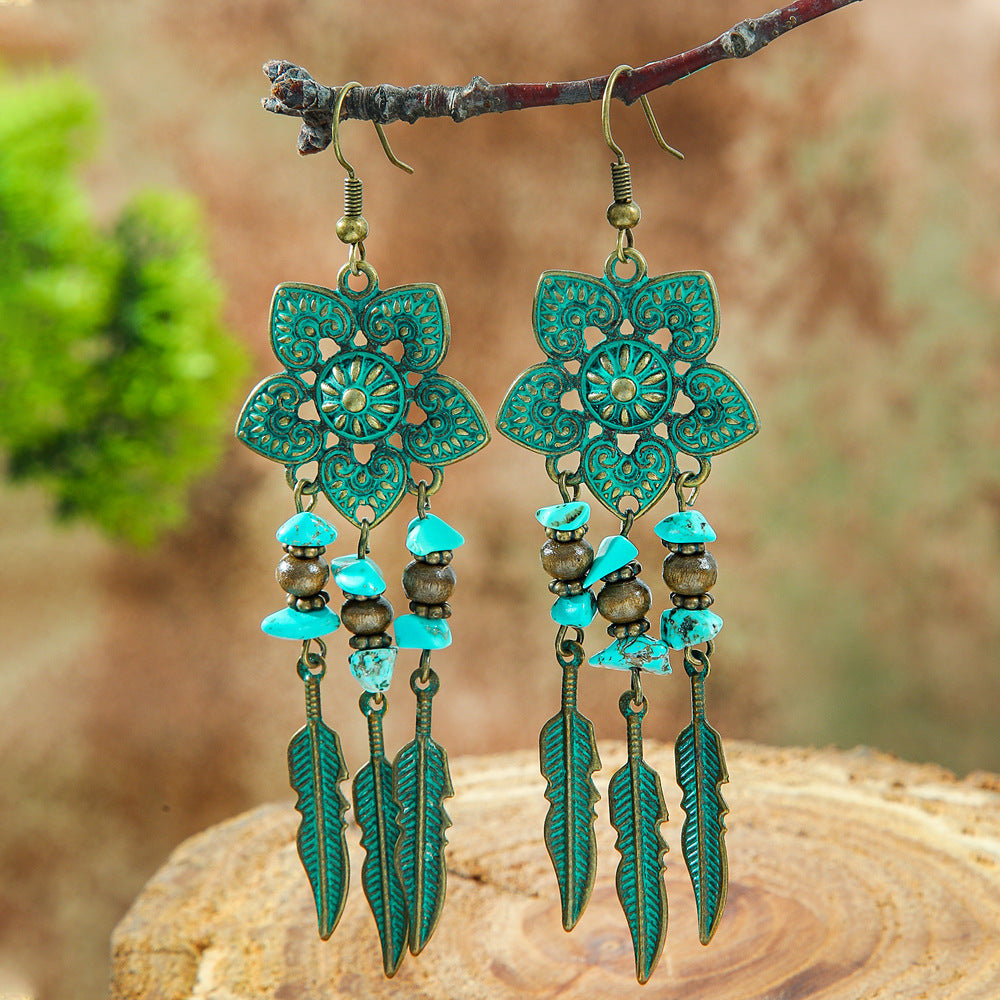 Wholesale Bohemian Hollow Geometric Retro Vintage Alloy Earrings for Everyday Wear or Gift