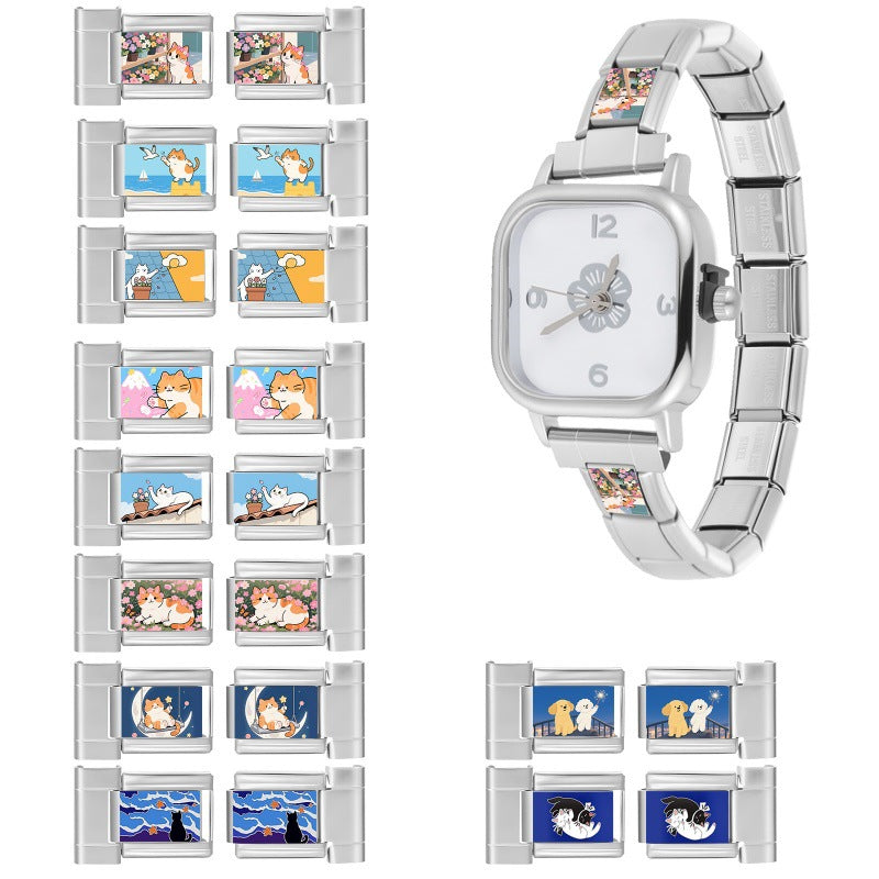 Wholesale 9mm Italian Charm Starter Bracelets DIY Heart Cherry Stainless Steel Composable Bracelet