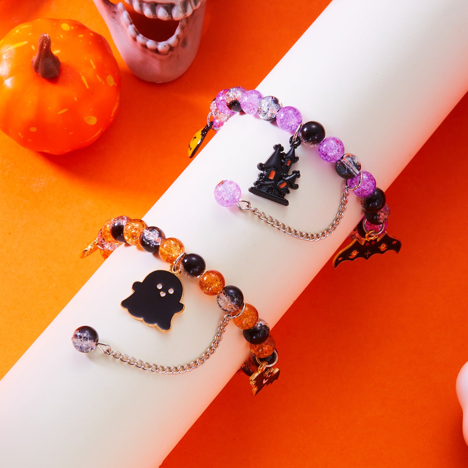 Wholesale Halloween Pumpkin Cat Couple Bracelet