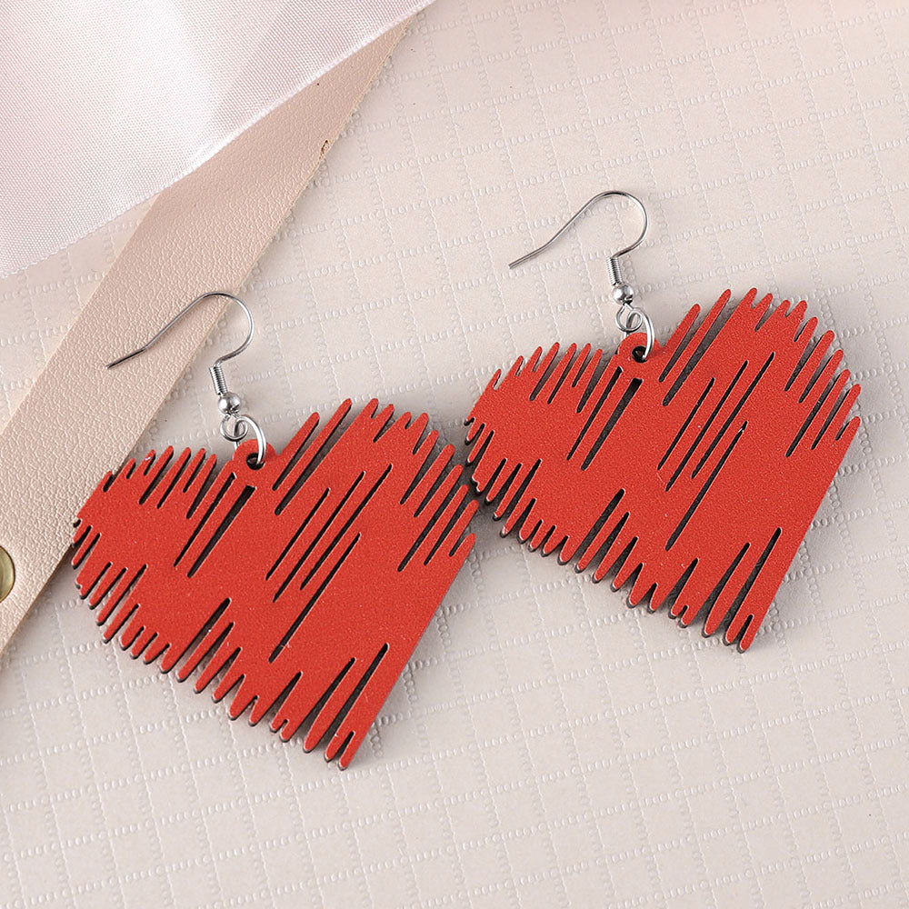 Wholesale Valentine' s Day Wooden Heart Earrings