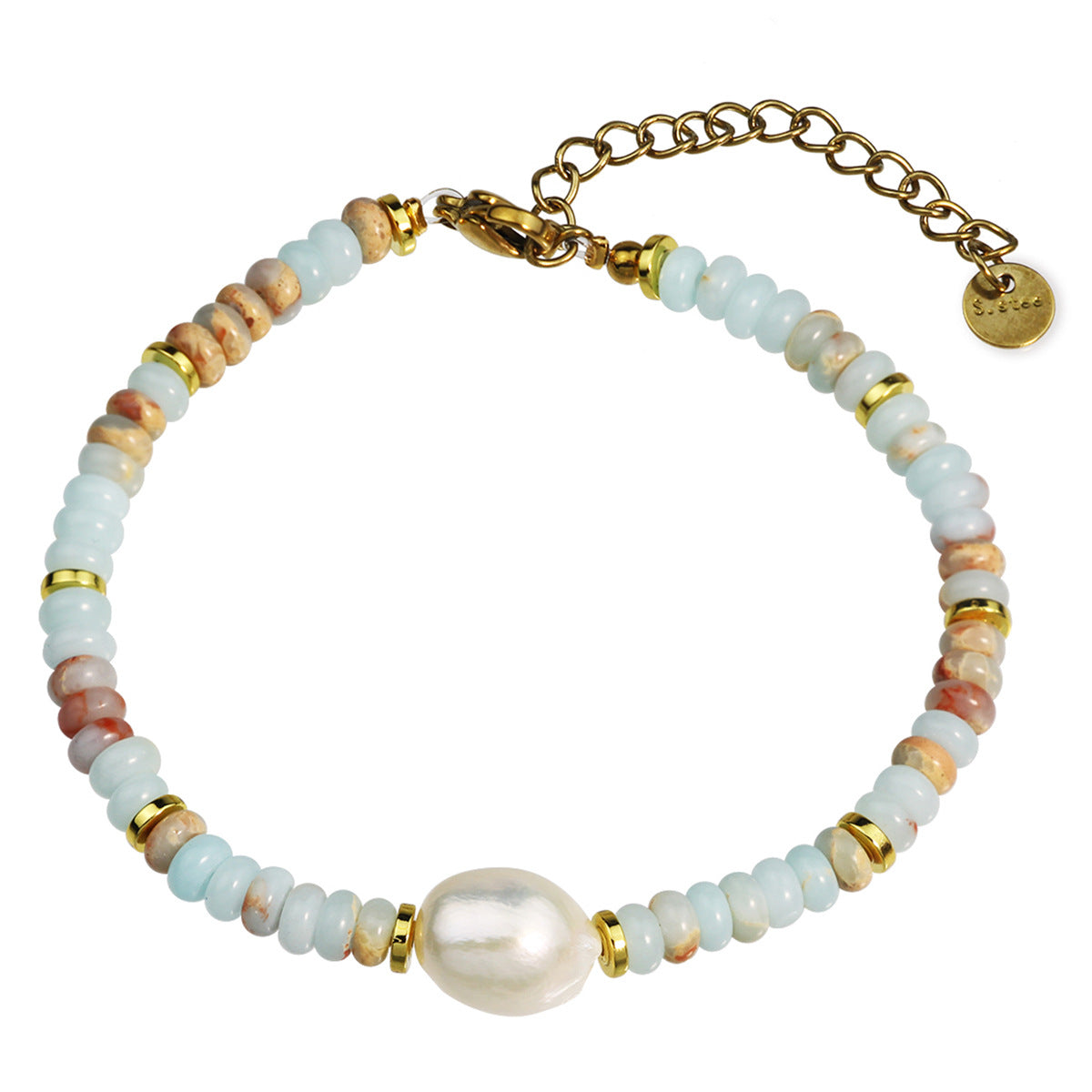 Wholesale Geometric Freshwater Pearl &  Natural Stone Bracelet,  Handmade Fashion Accessory for Women Gift Boutique Resale