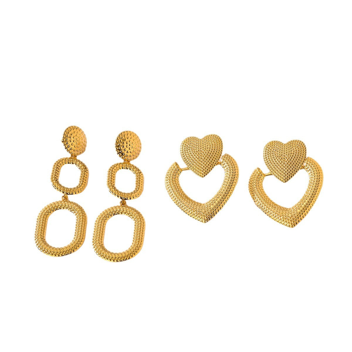 Wholesale Titanium Steel Exaggerated Geometric Heart Earrings