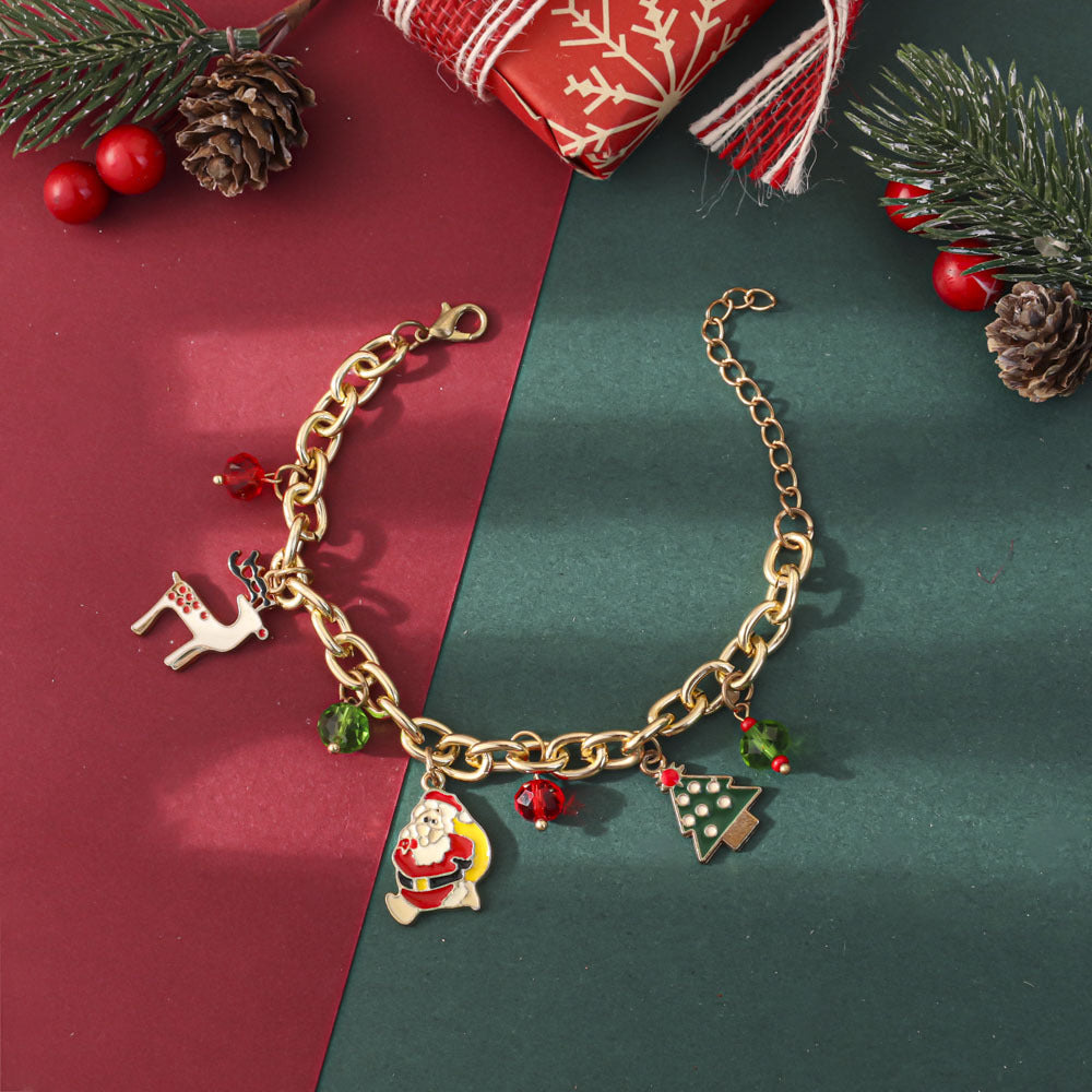 Wholesale Christmas Oil Drop Pendant Elk Snowman Bracelet