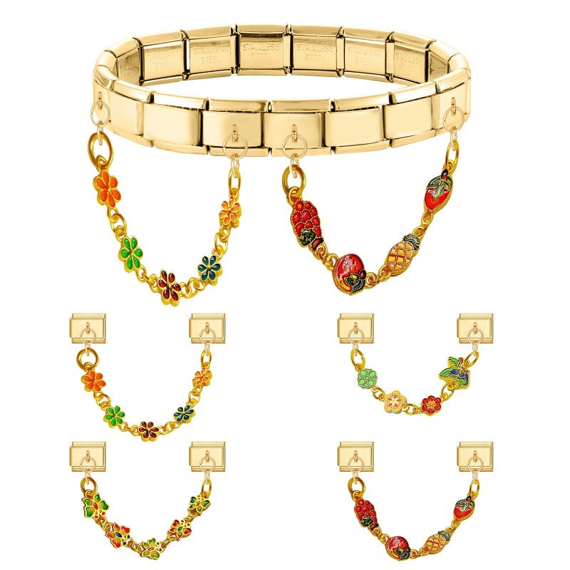 Wholesale Italian Charm Bracelet 9mm DIY Splicing Double Pendant  Stainless Steel Composable Bracelet