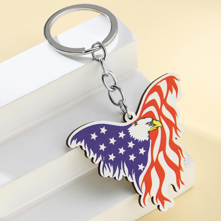 Wholesale  Independence Day American Flag Butterfly Eagle Key Pendant Car Keychain