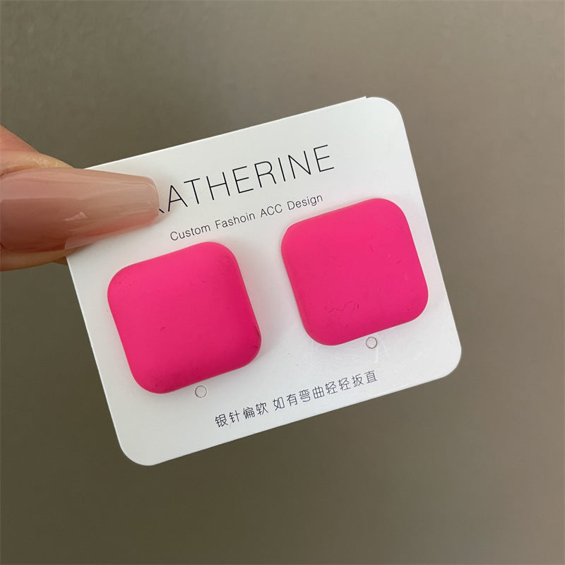 Wholesale Candy Color Geometric Square Circle C Shape Earrings