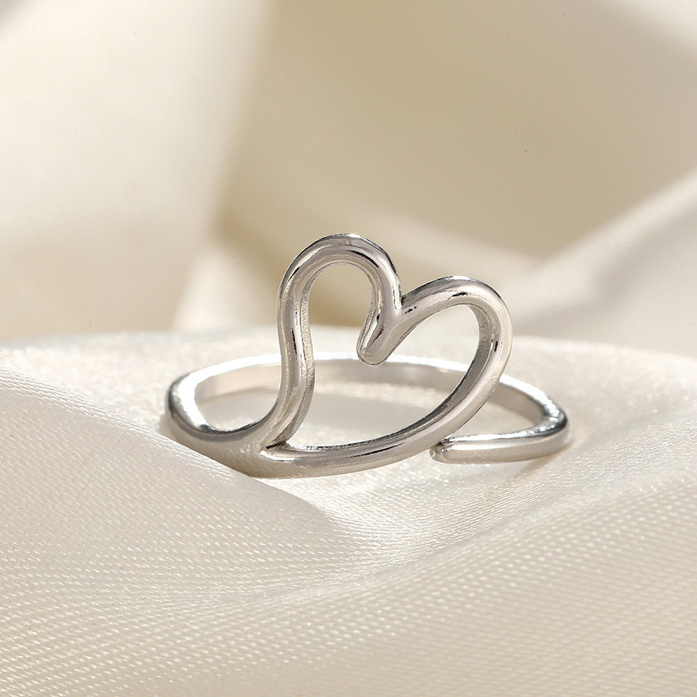 Wholesale Line Hearts Butterfly Irregular Stainless Steel Open Rings  ACC-RS-TaiMei004