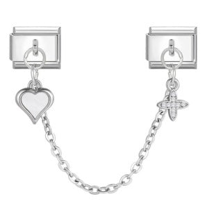 Wholesale Italian Charm Bracelet 9mm DIY Splicing Double Hook Heart Pendant Stainless Steel Composable Bracelet