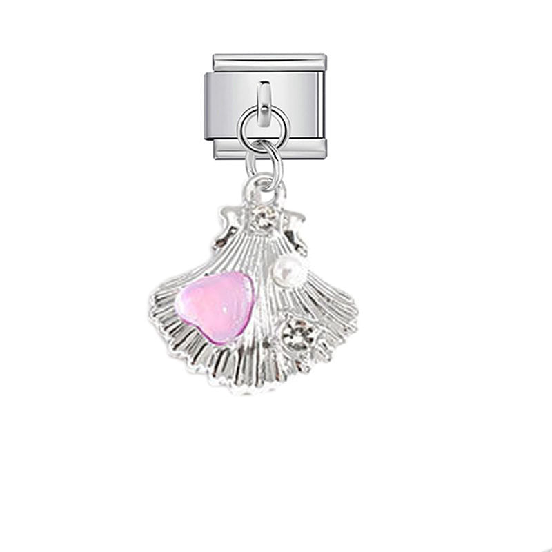 Wholesale Pink Crystal Flower Moon Pendant Charm for DIY Bracelet Watch - Stylish Jewelry Accessory for Women