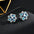 Wholesale sapphire blue double-layer flower zircon earrings