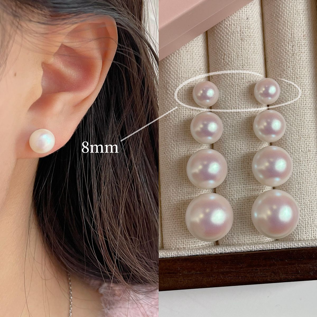 Wholesale lescent Round Pearl Earrings Exquisite  Commuting Versatile Earrings Silver Needle