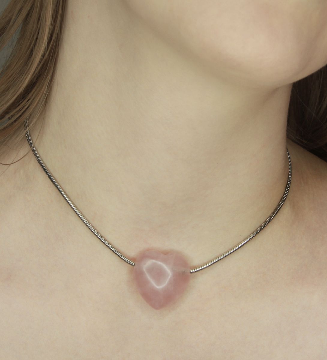 Wholesale  Titanium Steel Snake Chain Heart Shape Necklaces