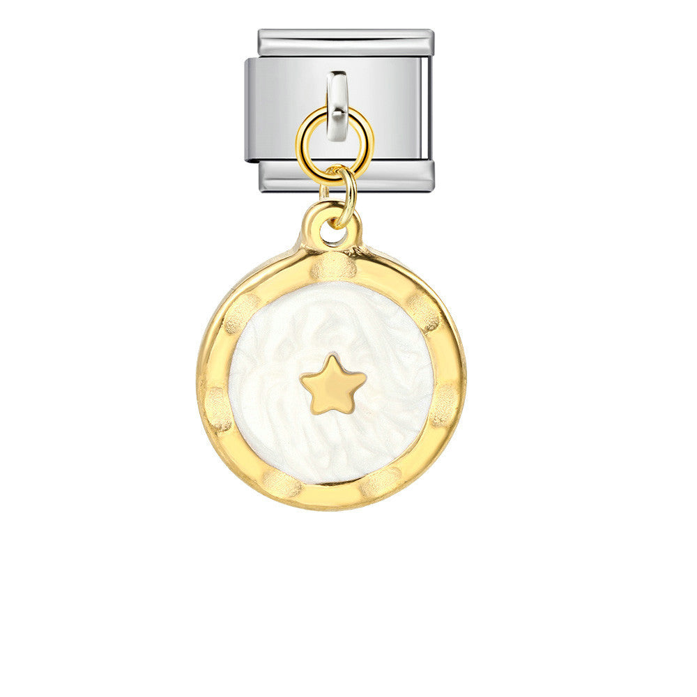 Wholesale 5pcs Italian Charm Bracelet 9mm DIY Splicing Gold and Silver Round Pendant Stainless Steel Composable Bracelet