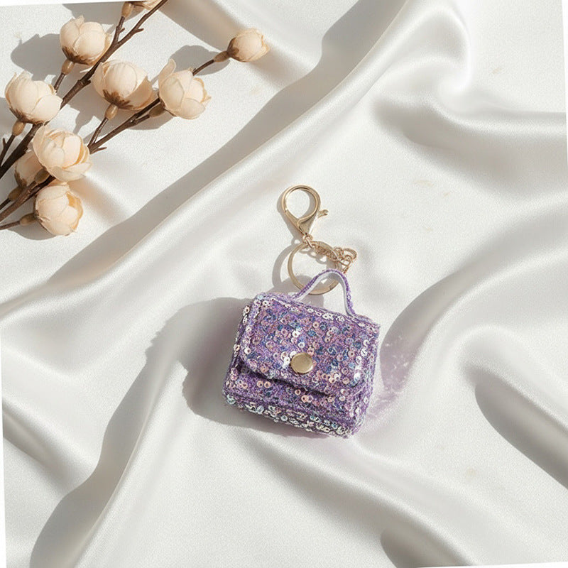 Wholesale Multifunctional Sequined Leather Earphone Case Coin Purse Keychain DIY Accessory for Everyday Use