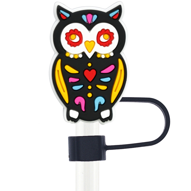 Wholesale Random 100pcs Cartoon Animal 10mm PVC Soft Straw Tube Cap ACC-SCR-RYY098