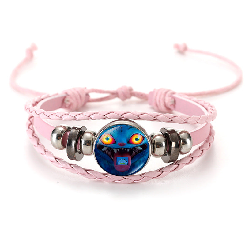 Wholesale Witcher Time Gem Adjustable Hand-woven Pink and Black Bracelet kpop