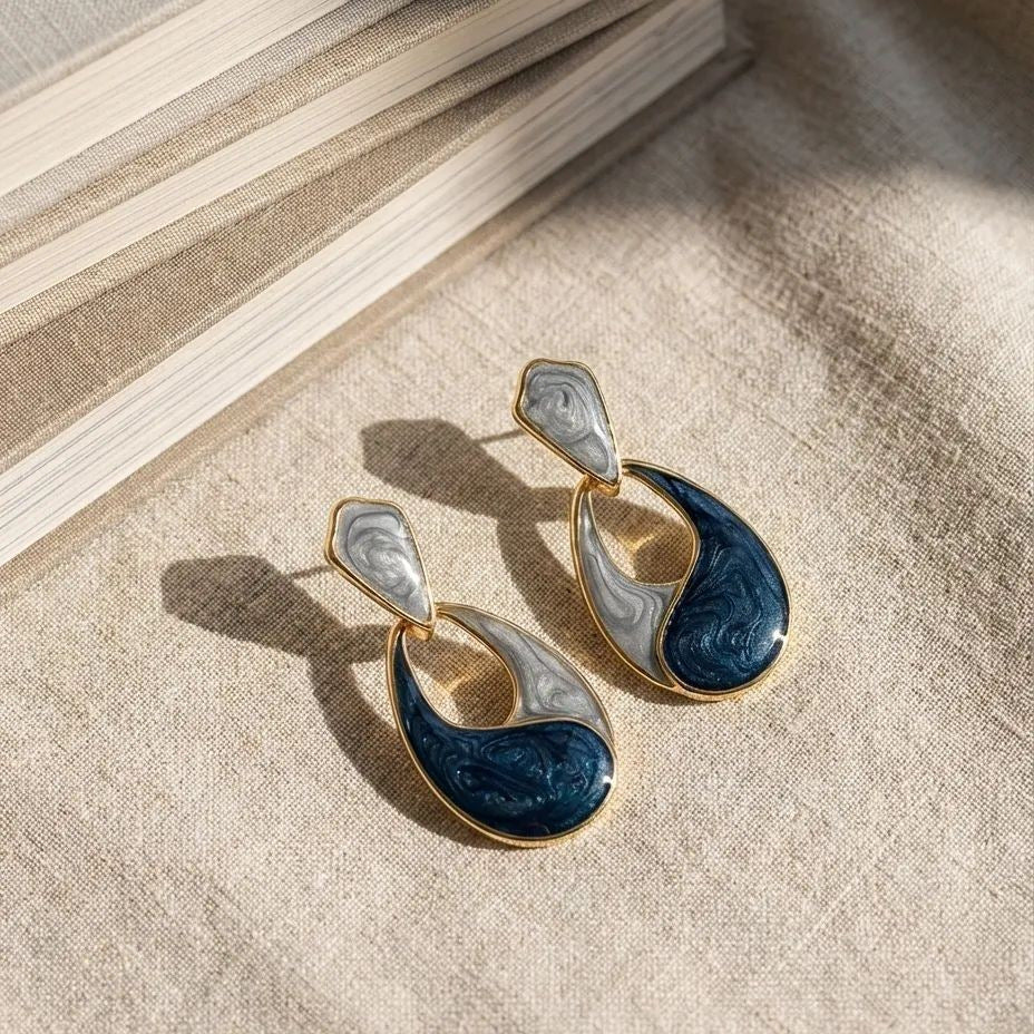 Wholesale French Retro Drop Earrings Enamel Drip Oil Geometric Design Trendy Jewelry For Everyday Wear And Gifting