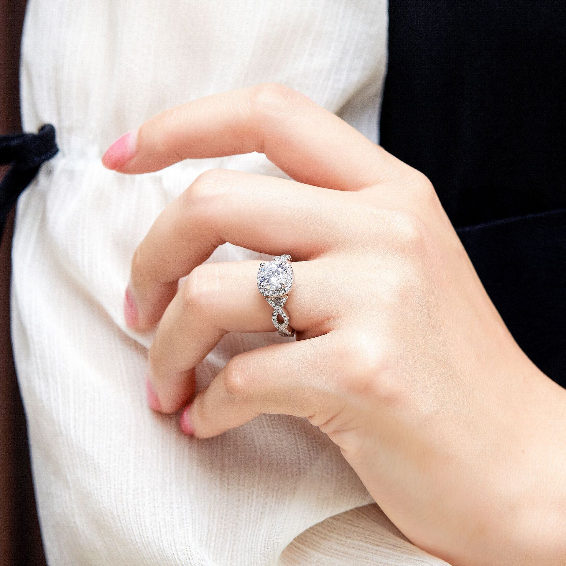 Wholesale  s925 Silver Princess Square zircon  diamond ring