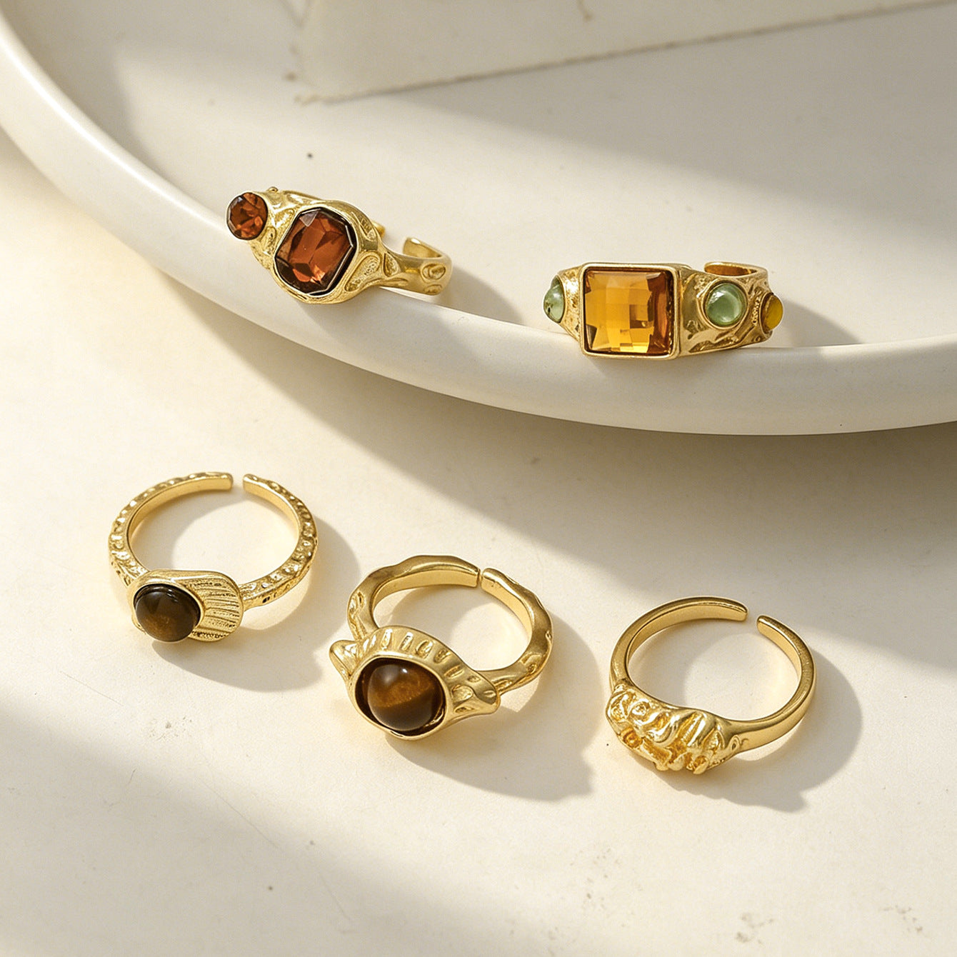 Wholesale Vintage Maillard Alloy Rings 5 Piece Set Women S Fashion Jewelry Accessory Gift