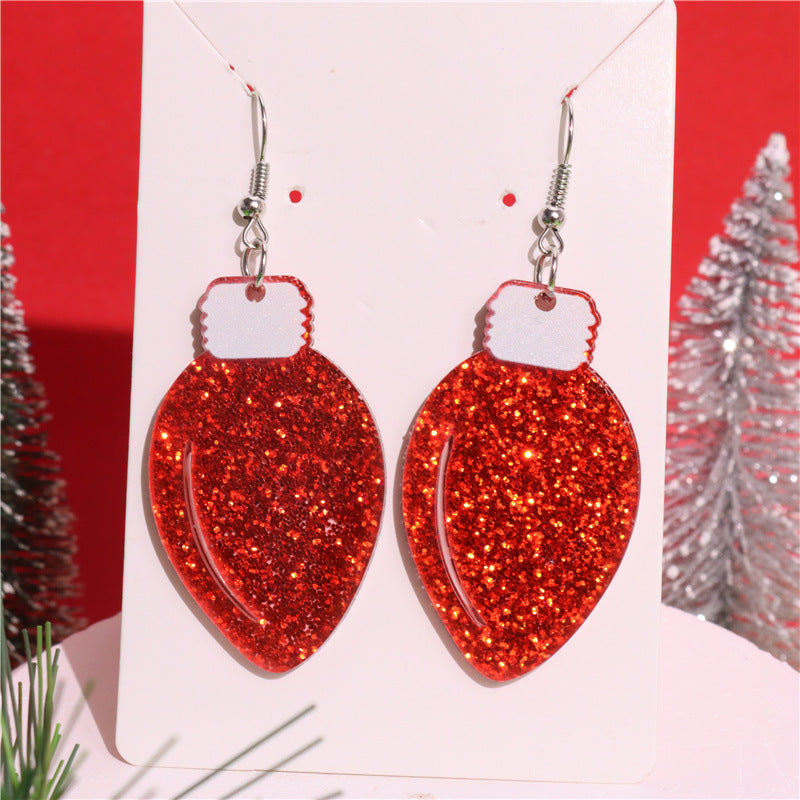 Wholesale Christmas red and green acrylic bulb earrings