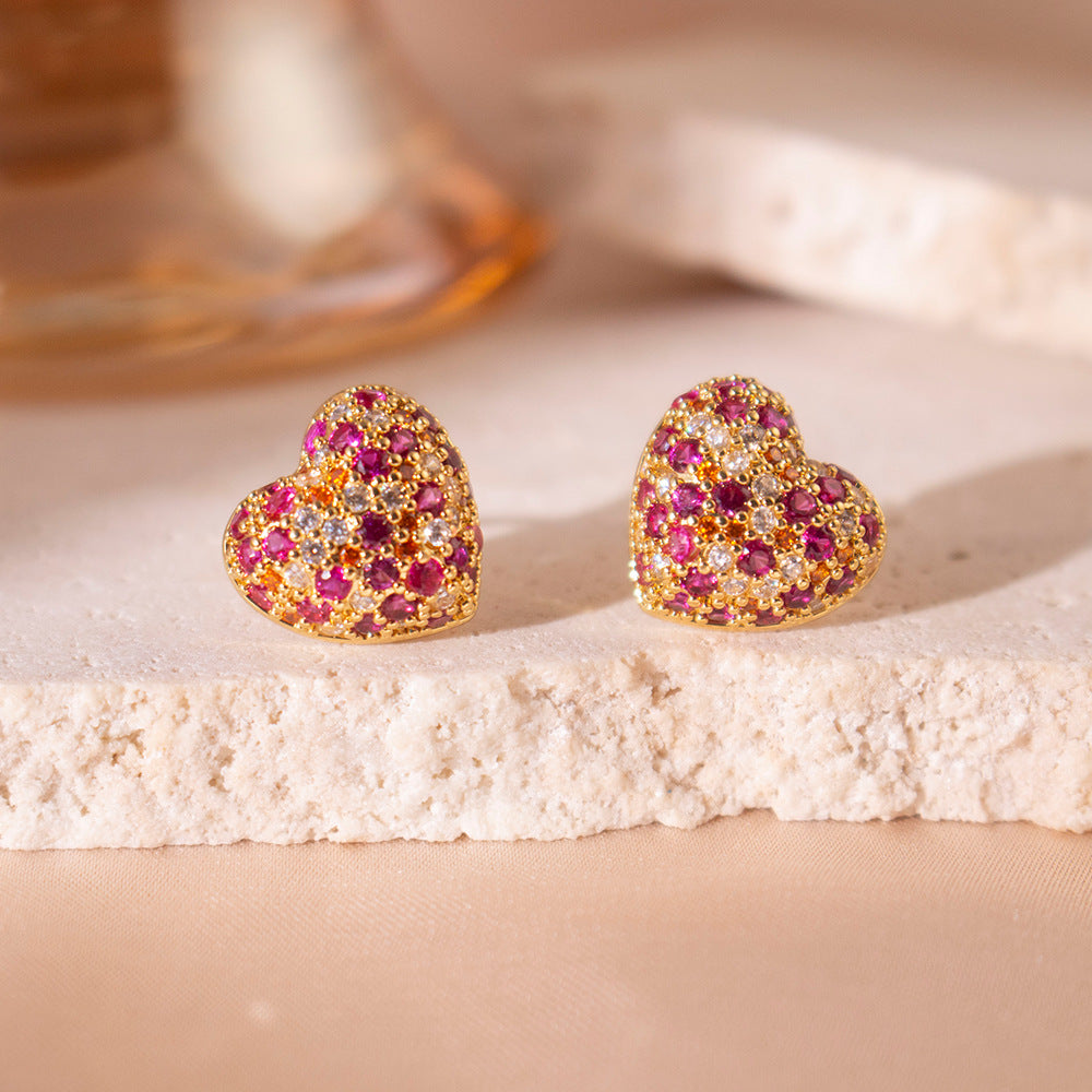 Wholesale Micro-inlaid Zircon Love Earrings Necklace  Light Luxury  Retro Jewelry