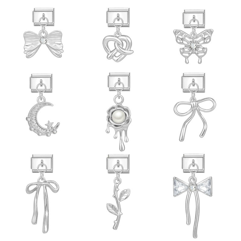 Wholesale Italian Charm Bracelet 9mm DIY Splicing Heart Pendant Stainless Steel Composable Bracelet