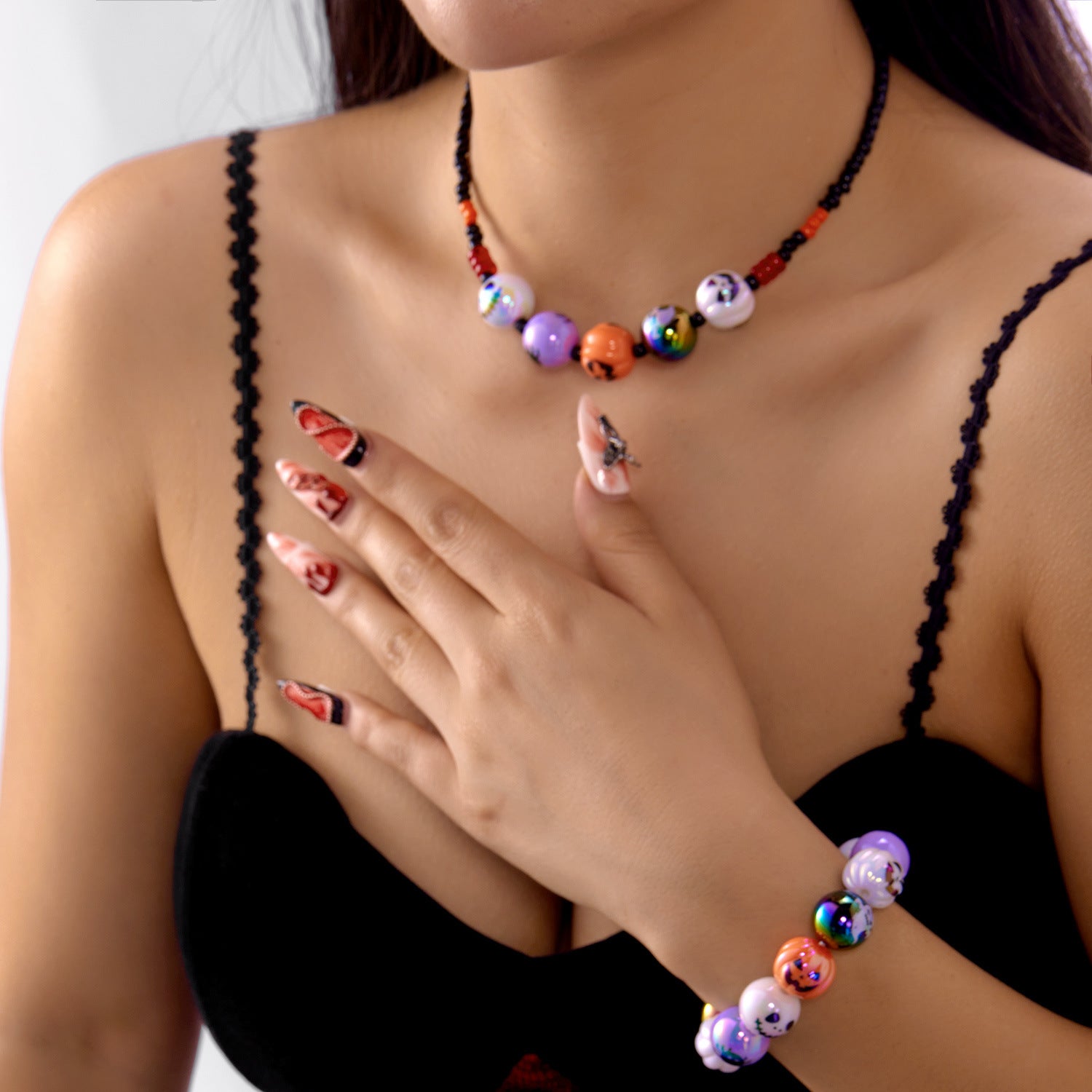 Wholesale  blood-red eyes print  and bat bracelet