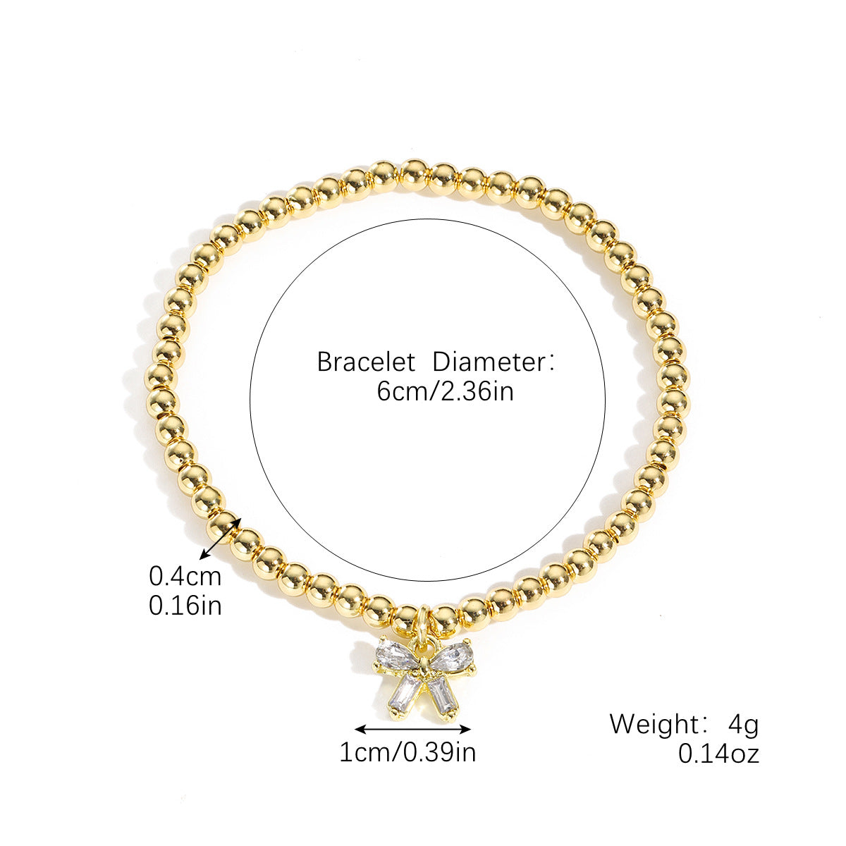 Wholesale  Bow Pendant Color Zircon Hand Beaded Light Luxury Elegant Bow Bracelet
