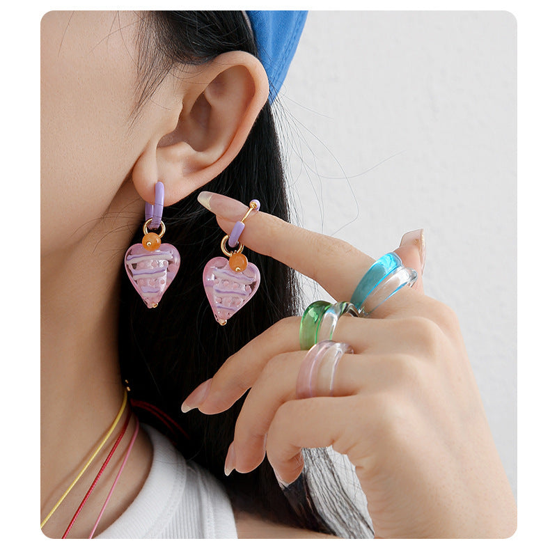 Wholesale cute colorful lovely star rabbit glaze earrings