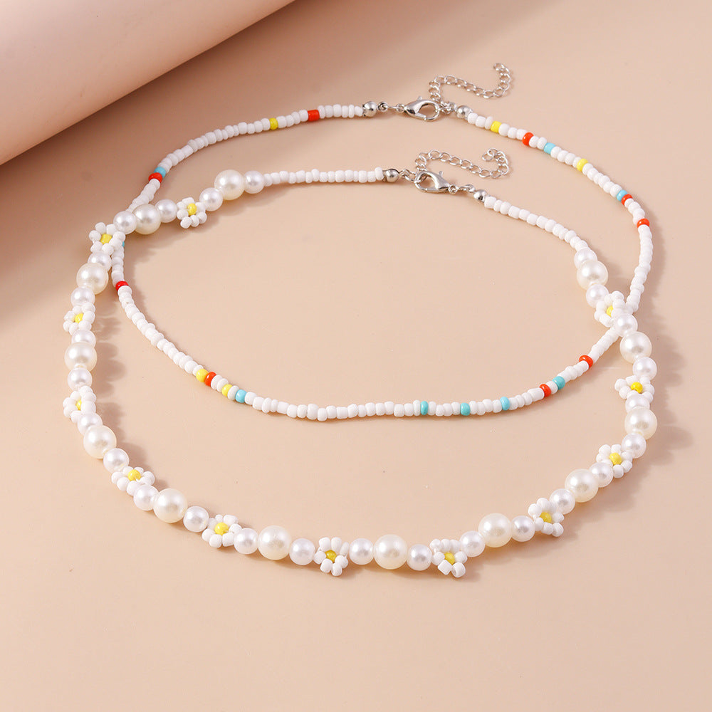 Wholesale Rice Pearl Flower Necklace Set ACC-NE-YueSen029