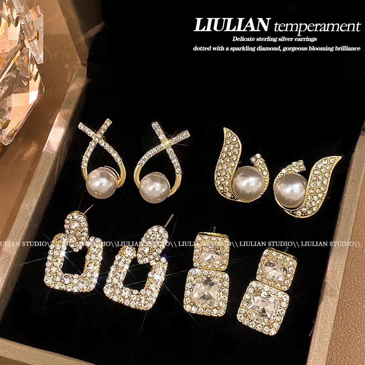 Wholesale Trendy Light Luxury Pearl Earrings Alloy Electroplated