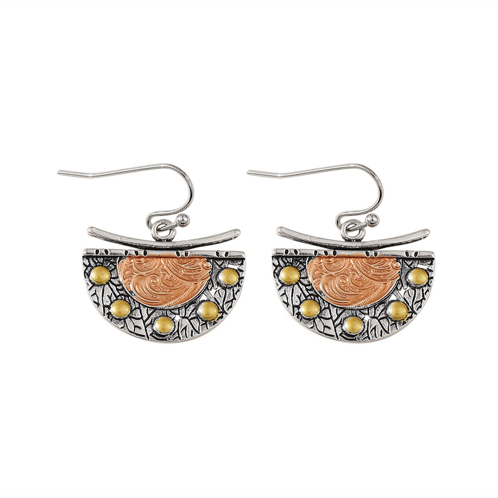 Wholesale  Simple Retro Flower and Leaf Pattern Earrings